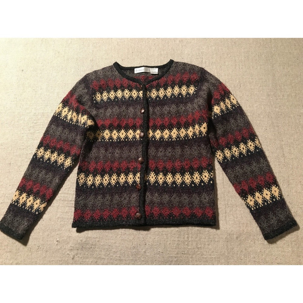 Dressbarn Women's Cardigan S Small Wool Blend Sweater Fair Isle #G3